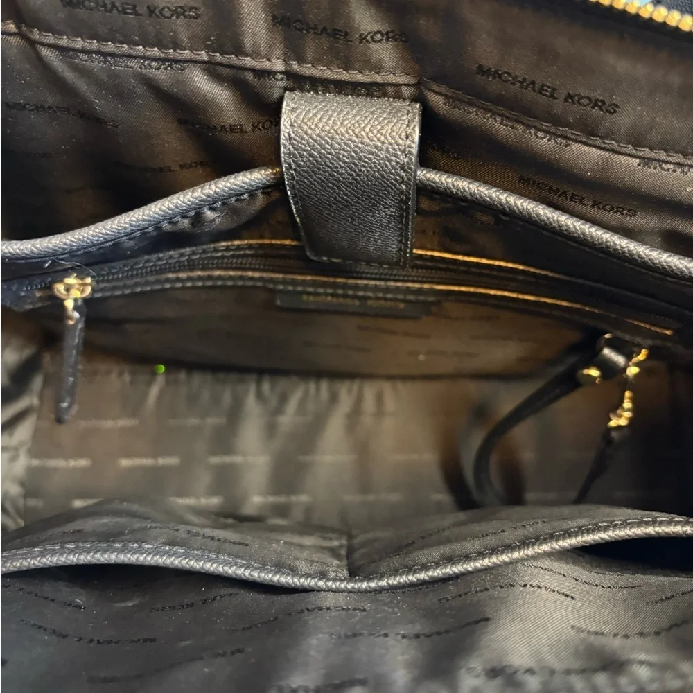 Michael Kors Maddie Medium Crossgrain Tote – Black with Gold Hardware